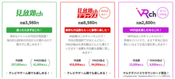 FANZA単品作品の価格